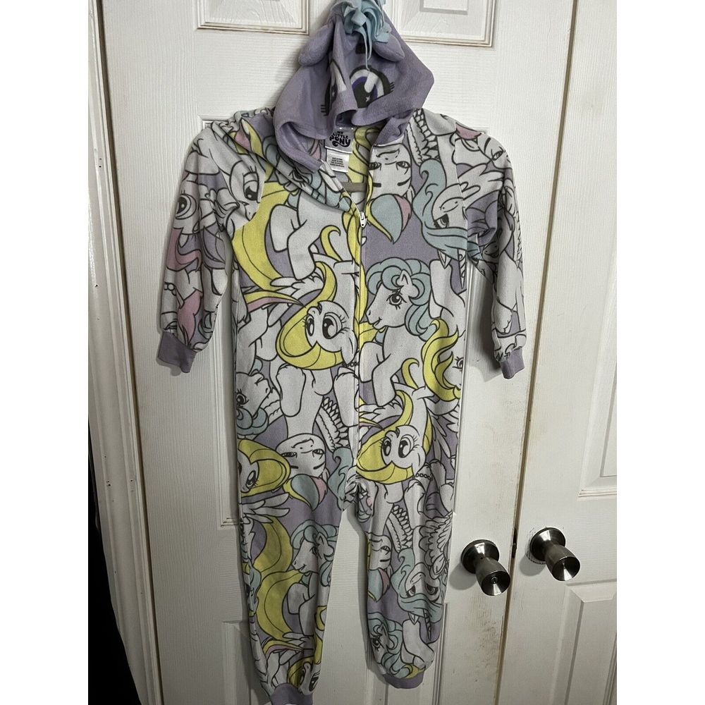 My Little Pony One Piece Pajamas PJ Size Small 4/5 Kids Hooded Suit